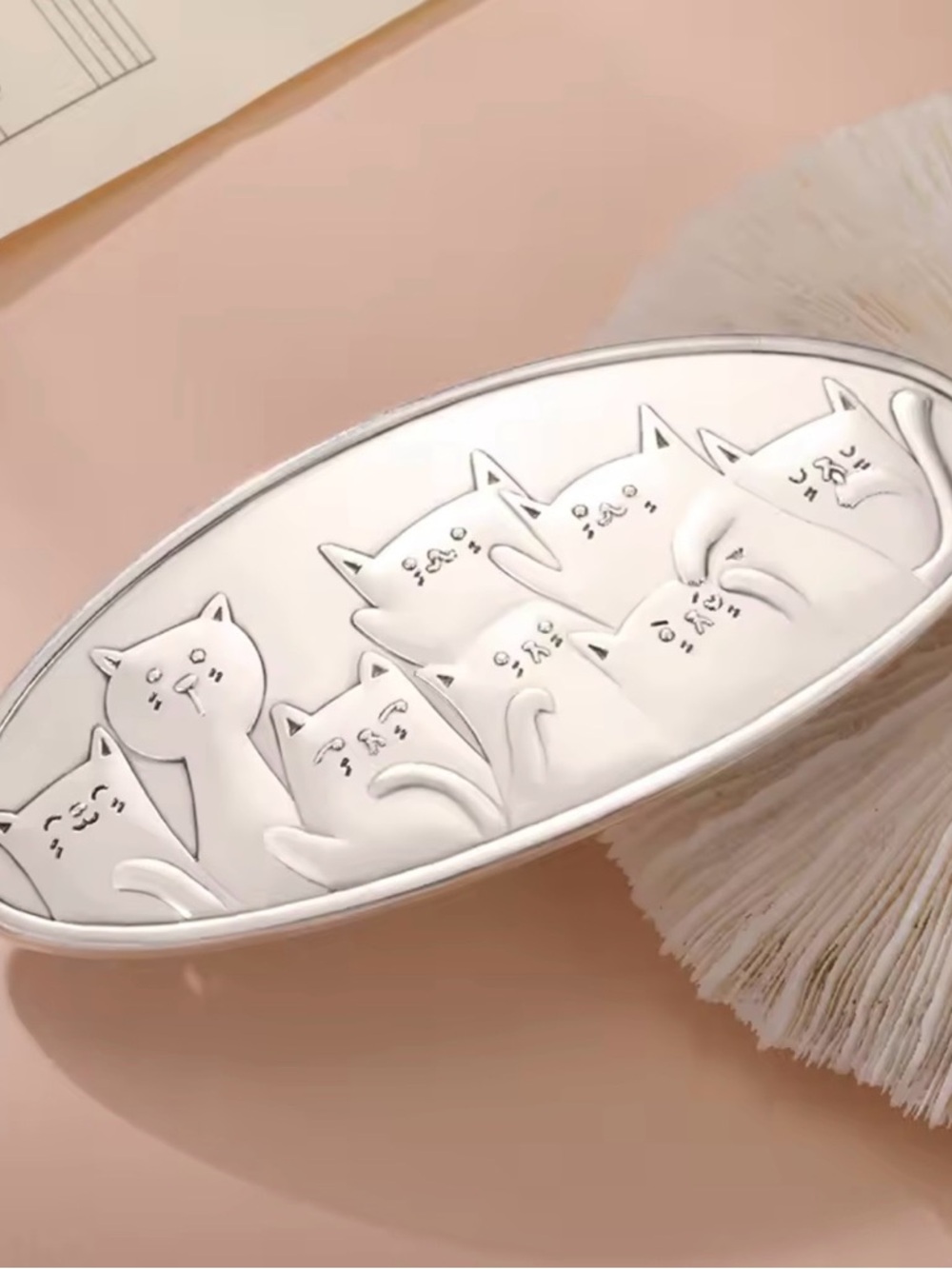 Cute Silver Cats Hair Barrette